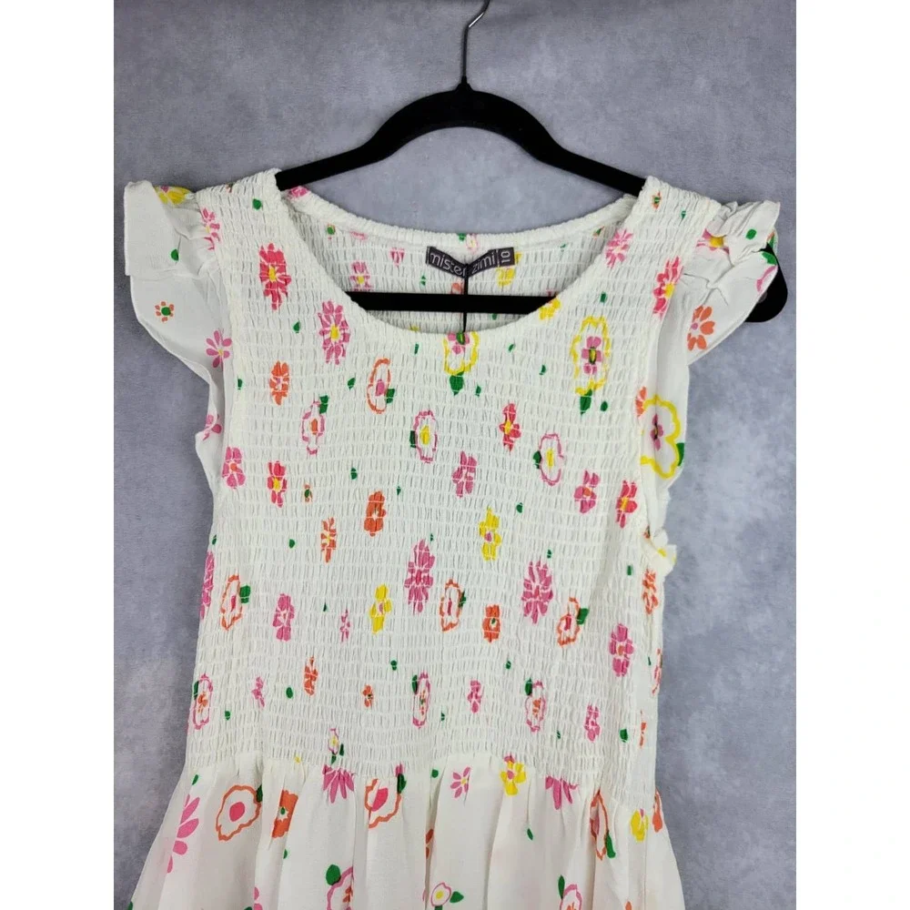 Mister Zimi Abbie Dress White‎ Meadow Floral Smocked Midi Size 10